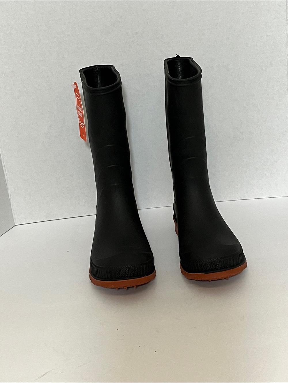 wonder nation Black Rain & Snow Boots with Brown Soles